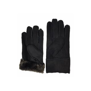 HEITMANN 100% Lammfell Handschuhe Fingerhandschuhe Echt-Leder Damen NEU schwarz L