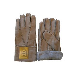 HEITMANN 100% Lammfell Handschuhe Fingerhandschuhe Echt-Leder Damen NEU beige M