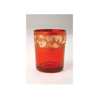 Teelichthalter romantischer Rund Kerzenhalter Glas Teelicht Votivglas Ständer Votiv-Teelichglas Rot 83111