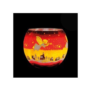 Teelichthalter Leuchtglas Rund Kerzenhalter Glas Teelicht Votivglas Weihnachstmotiv Leuchtglas Angel 21830