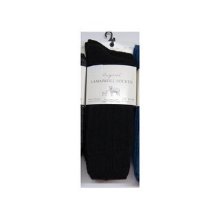 2 Paar Lammwoll Socken schwarz Gr.43-46