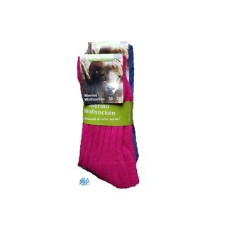2 Paar Merino-Wollsocken Winter Socken 35-38 Farbe Pink/Blau