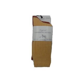 2 Paar Lammwoll Socken gelb+rost Gr. 35-38