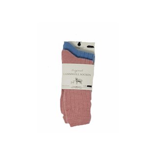 2 Paar Lammwoll Socken Paar rosa+pink Gr. 35-38