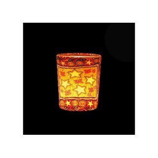 Leuchtglas Windlicht mit Teelicht 5,8cm Votiv Weihnachtsmotiv Leuchtglas Four stars 24201