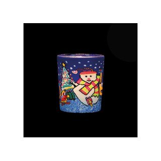 Leuchtglas Windlicht mit Teelicht 5,8cm Votiv Weihnachtsmotiv Leuchtglas Snowman 24816