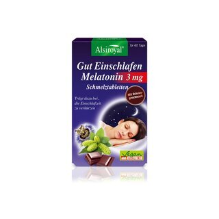 Alsiroyal Gut Einschlafen Melatonin 3 mg Schmelztabletten 60 Stck