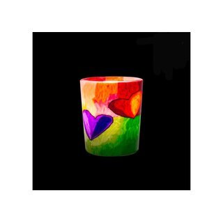 Leuchtglas Windlicht mit Teelicht 5,8cm Votiv Weihnachtsmotiv Leuchtglas Modern Hearts 24303