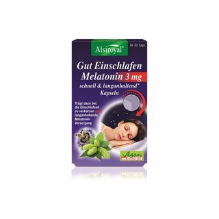 Alsiroyal Gut Einschlafen Melatonin 3 mg Langzeitwirkend Kapseln 30