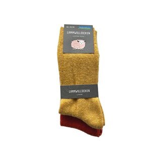 2 Paar Glatt gestrickt Lammwoll Socken  versch. Farben und Gren 35-38 senf/orange