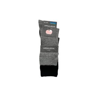 2 Paar Glatt gestrickt Lammwoll Socken  versch. Farben und Gren 43-46 schwarz/grau