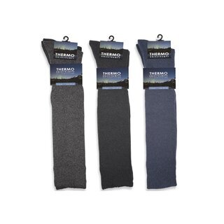 2 Paar Herrenkniestrumpf Socken THERMO Softrand Baumwolle mit Vollfrottee und Soft-Bund im Farbmix