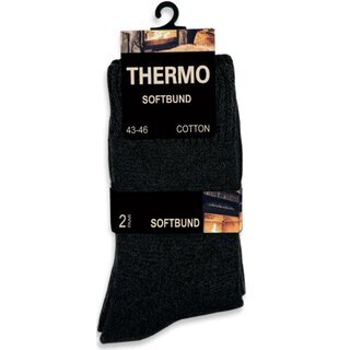 Herrenstrumpf  Socken THERMO Softrand Baumwolle mit Vollfrottee und Soft-Bund im Farbmix 43-46 schwarz meliert