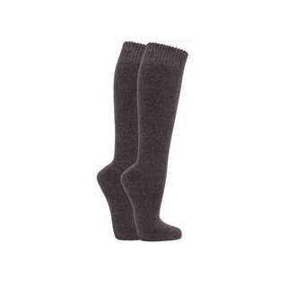 2 Paar Damenkniestrumpf Socken THERMO Softrand Baumwolle mit Vollfrottee und Soft-Bund im Farbmix  39-42 schwarz/anthrazit meliert
